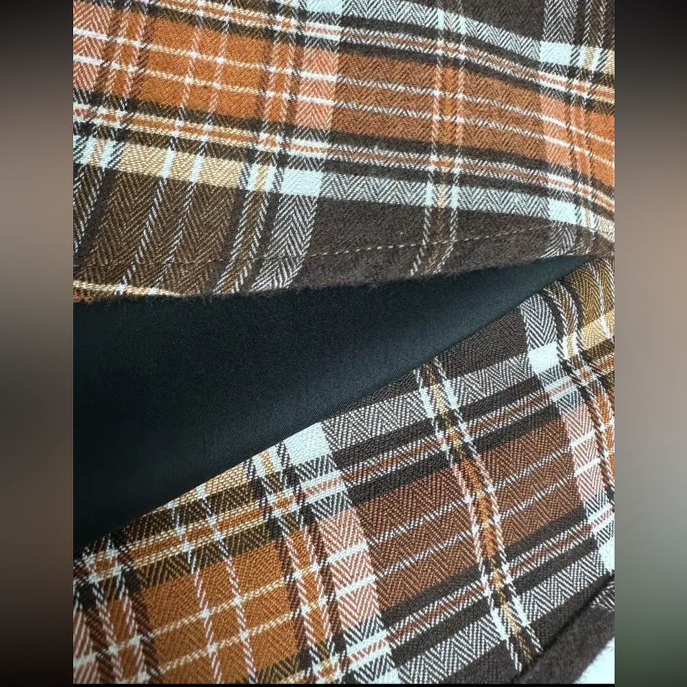 Plaid Brown Women's Midi Length Skirt with Pockets New Boutique - Picture 5 of 6